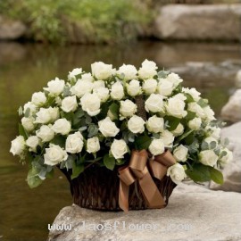 Basket of 100 White Roses